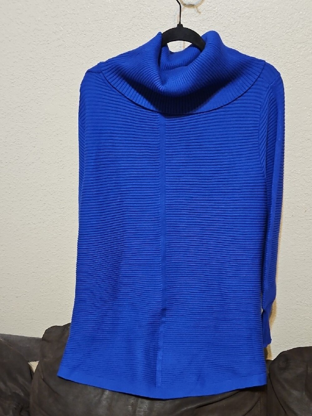 Cyrus Cobalt Ribbed Funnel-Neck Sweater - Picture 4 of 7